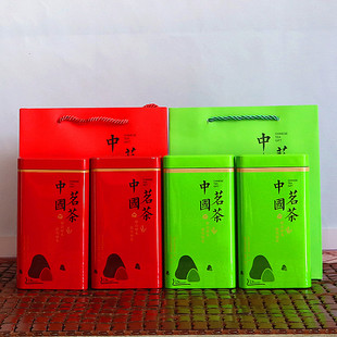中国高级感茶叶罐绿茶正山小种铁观音一斤铁罐包装盒手提袋空盒