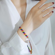 时尚编织彩虹手绳彩色打结手链尼泊尔友谊彩色绳可调节