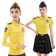 夏季短袖t恤女黄色，翻领半袖长袖水兵舞演出服，舞蹈服上衣polo