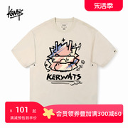 kerwats品牌纯棉重磅短袖t恤男女同款情侣装，龙年潮牌国风印花衣服