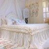 手工定制普罗旺斯纯色奶白色床上用品床单床裙床罩含防滑床笠单件
