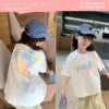 女童t恤2024夏装，韩版儿童时尚字母，印花上衣宝宝洋气纯棉短袖