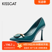 kisscat接吻猫浅口尖头，细高跟漆皮通勤时装单鞋女鞋ka29500-12