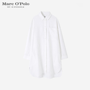 Marc O'Polo/MOP气质休闲简约女亚麻白色裙中长款休闲连衣裙