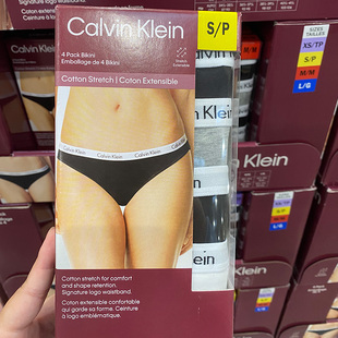 ckcalvinklein女士舒适棉质，弹力内裤宽边三角裤，套装4条装