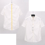 夏季纯棉修身翻领米白色，男士时尚休闲短袖，精致韩风立体纯色男衬衫