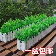 一件 仿真花草套装小草尤加利塑料花假花盆景栅栏花装饰摆设