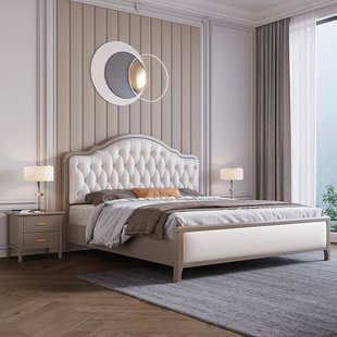 美米式轻奢实木床现代简1.5x易1.9双人床，1.8主卧软包欧式公主婚床