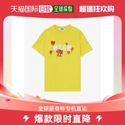 香港直邮msgm女士t恤黄色字母，印花圆领3241mdm172-227298-06