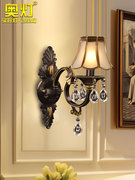 奥灯欧式全铜水晶壁灯，客厅背景墙壁灯，酒店卧室床头灯单头过道b040