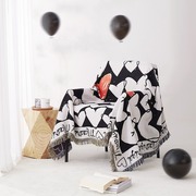 小情歌沙发盖布巾简约黑白，沙发垫时尚心形，线毯防尘全包沙发套罩子