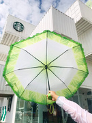 大白菜雨伞创意黑胶防晒遮阳伞晴雨两用折叠伞女防紫外线2024