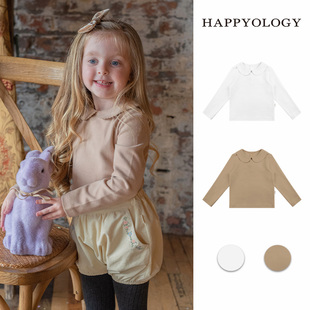 happyology英国儿童娃娃领女童，打底衫英伦针织t恤长袖上衣