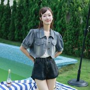 2024年夏季短款牛仔外套女休闲小个子高级感夏款女装短袖上衣