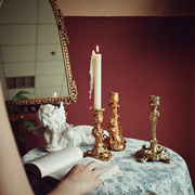 法式浪漫烛台欧式轻奢复古天使金色摆件美式银色，餐桌蜡烛灯装饰品