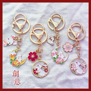 中国风金属兔子钥匙扣挂件，镂空可爱兔包包挂饰，装饰兔年新年伴手礼