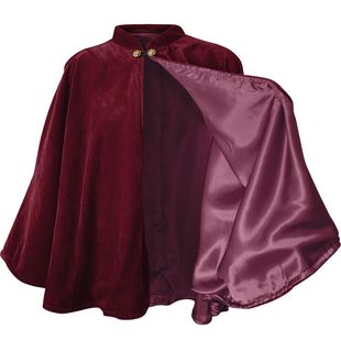中世纪酒红色丝绒短款披风纯色，双层小立领斗篷，秋冬季防寒开衫外搭