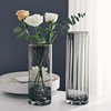 苏渠轻奢大号直筒玻璃花瓶，透明水养百合富贵竹，插花瓶摆件简约创意