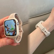 适用applewatch9表带硅胶细款iwatch7/8舒适纯色小蛮腰蝴蝶扣苹果手表4/5/6/se女撞色创意小众柔软运动型