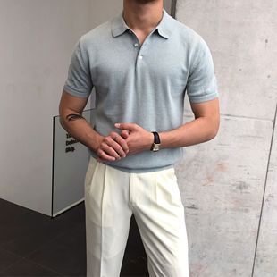 鹿三先生夏季薄款男装，修身休闲polo衫韩版时尚简约t恤短袖潮男
