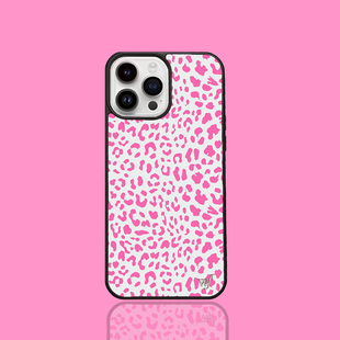 粉色豹纹手机壳iphone15欧美风适用14plus防摔13pro苹果1112xsmax8p少女心小众