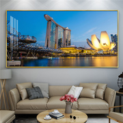 新加坡装饰画 滨海湾花园环球影城金沙酒店鱼尾狮公园晶瓷画挂壁