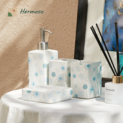 hermoso爱莎欧式陶瓷卫浴，五件套浴室卫生间牙刷，杯漱口杯洗漱套装