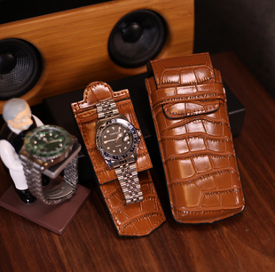 真皮旅行表盒高档手表收纳盒，单个男女便携式手表包随身(包随身)保护腕表袋