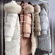 羽绒服女款2023新韩版银狐狸，皮草大毛领，设计感小众中长款加厚外套