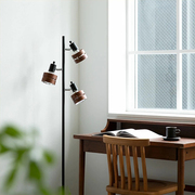 出口日本北欧实木3头led软装现代客厅卧室书房简约创意遥控落地灯