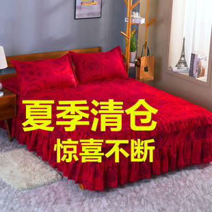 床裙床罩2024单件床单带裙边一米五床套床笠简约单人双人1.8