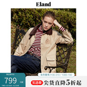 eland衣恋短外套女美拉德学院，风灯芯绒合身大口袋设计秋冬