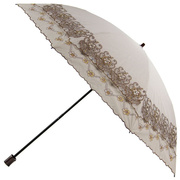 太阳城洋伞二折黑胶双层蕾丝刺绣，防晒防紫外线，遮阳伞晴雨伞24970