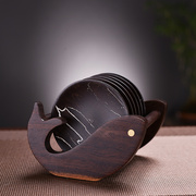 韩恬繁杯垫茶杯垫隔热垫茶托茶具，黑檀实木组合茶杯垫创意轻奢茶道