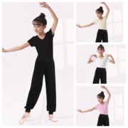 儿童舞蹈上衣女孩跳舞衣服，长袖莫代尔薄款幼儿，练功服中国舞服装黑