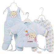 .婴儿棉衣套装衣服三件纯棉，0-3-6个月新生儿初，背带外出服秋冬