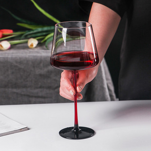 红杆高脚红酒杯大号勃艮第杯家用网红创意水晶玻璃杯大肚葡萄酒杯