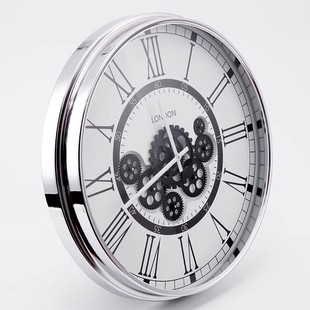 美式铁艺齿轮钟表 欧式艺术复古客厅装饰挂钟 创意指针时钟
