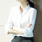 白衬衫女职业长袖2022秋冬款时尚正装设计感小众工作服衬衣白