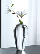 日式禅意小口玻璃花瓶，透明创意简约现代客厅装饰摆件水培插花器皿