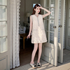 法式小香风名媛背心连衣裙女夏季气质感高级设计感小众珍珠短裙子