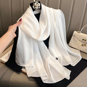 女士丝巾2023高级感仙气，白色沙滩巾夏季防晒外搭空调披肩围巾