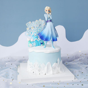 烘焙蛋糕装饰魔法冰雪公主，女生生日蛋糕爱莎摆件，童话主题派对装扮