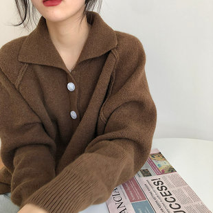 十三行2022韩版慵懒风，复古毛衣开衫外穿宽松针织外套女厚