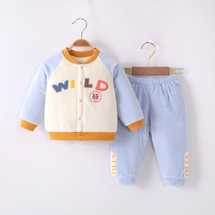秋冬婴儿保暖套装，0-2岁儿童卡通棉衣，男女宝宝a类潮服