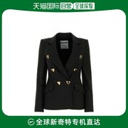 香港直邮Moschino 女士黑色弹力绸缎西装外套