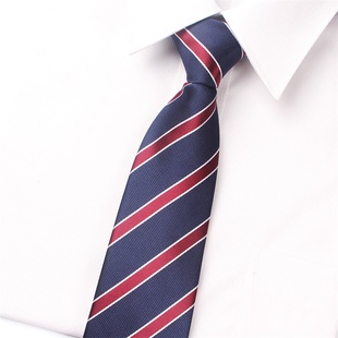 男士领带韩版窄款7CM职业正装商务条纹藏青红条纹8朱迪尼克cos