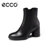 ECCO爱步靴子女 高跟粗跟显瘦短靴中筒靴通勤皮靴 雕塑奢华222613