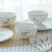 骨瓷小碗家用好看漂亮的吃饭碗陶瓷北欧盘子碗单个新中式餐具套装