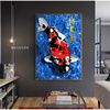 锦鲤画水族装饰昭和红白喷绘客厅平面印刷油画布观赏鱼有框单幅画